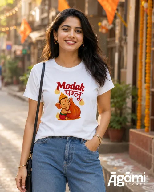 Modak Paglu White T-Shirt