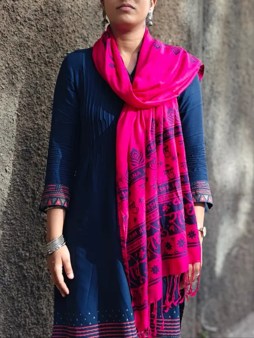 Radhe Radhe Stole - Magenta