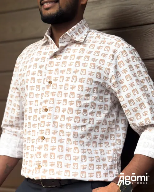 Printed Shiva Full Sleeves Shirt - White