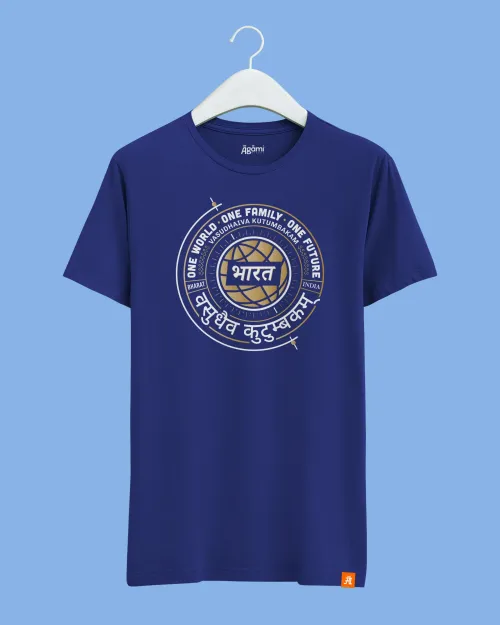 Vasudhaiva Kutumbakam Bharat T-Shirt - Royal Blue
