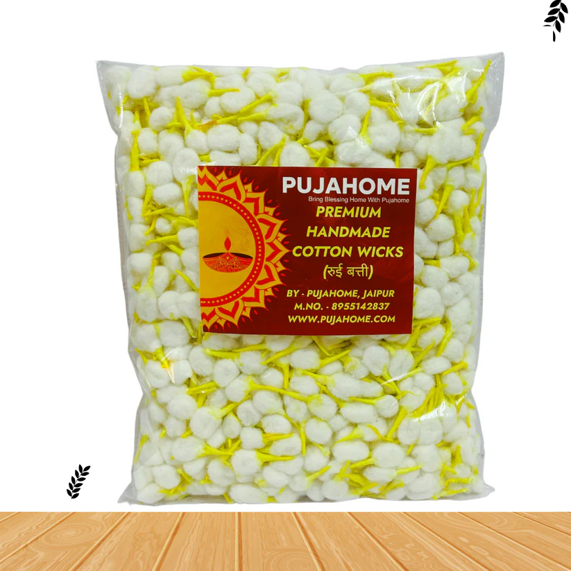 Pujahome Round Cotton Wicks for Diya with Chandan Tip 1100 Pieces Pack product image