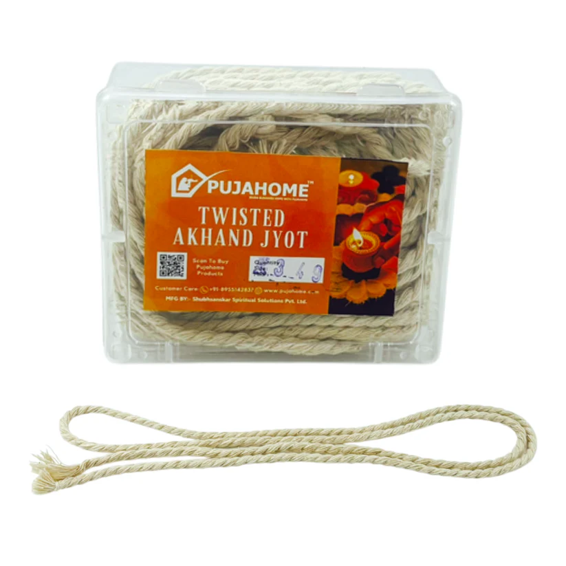 Pujahome Twisted Akhand Jyot Batti, Special Long Akhand Jyot Cotton Wicks(White) product image