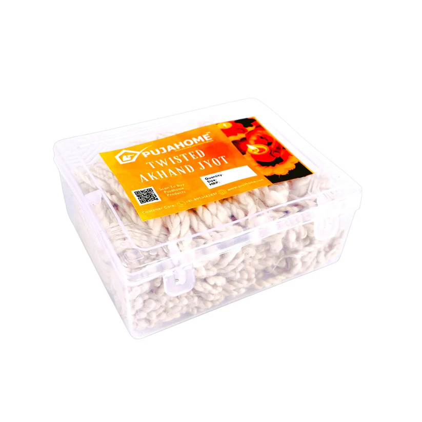 Pujahome Twisted White Akhand Jyot Cotton Short Wick (300+ Pieces) product image
