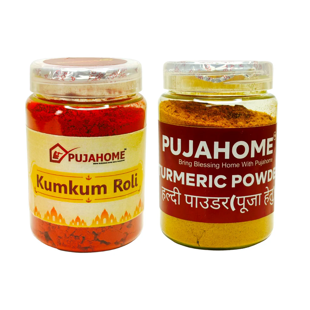 Pujahome Pure kumkum (Roli) & Halid for Puja and Tilak (Pack of 100grm x 2) product image