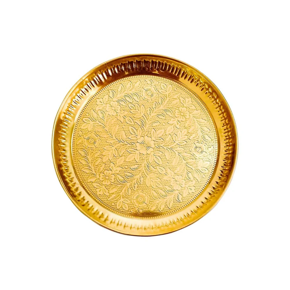 Pujahome Brass Pooja Pital Aarti Thali for Puja, Pooja Ceremony, Pooja Item, Size 5 Inch product image