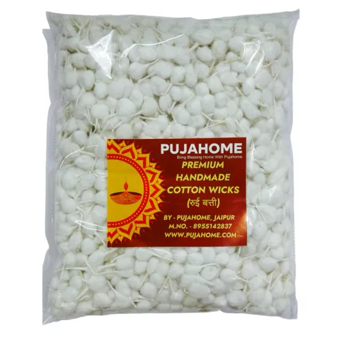 Pujahome Premium Round Cotton Wicks (GOL Batti) for Diya - 1500 Pieces, Ideal for Puja & Rituals