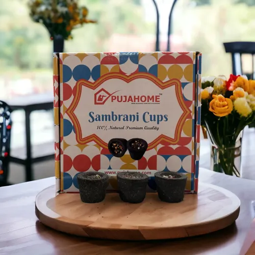 Pujahome Natural Sambrani Cups for Puja/Home (12 Cups Per Pack + Free Holder)