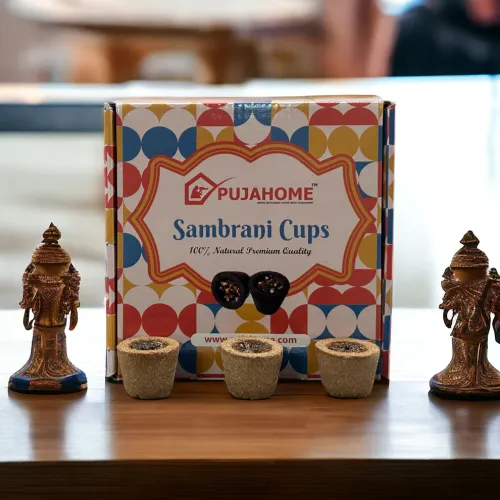 Pujahome Natural Loban/Guggal Sambrani Cups for Puja/Home (12 Cups Per Pack + Free Holder)