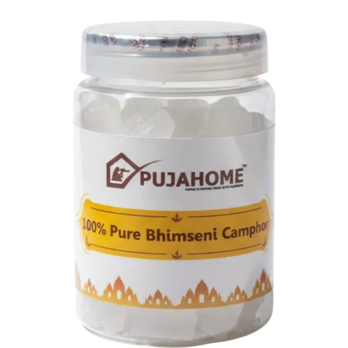 Pujahome 100% Pure Organic & Original Bhimseni Camphor (Kapur) – 100g × 2 Packs