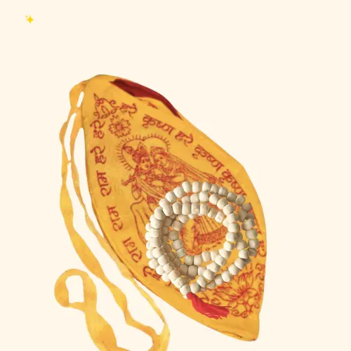 Pujahome Tulsi Japa Mala 108+1(8mm) Beads Pure Tulsi Jap Mala for Mantra Jaap with Goumukhi Jaap Bag