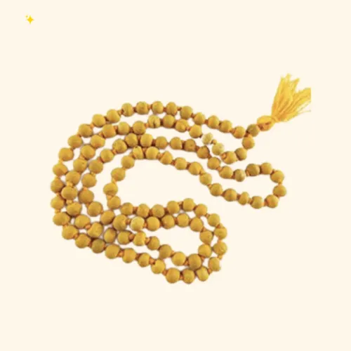 Pujahome Natural Turmeric Rosary Original Haldi Kanthi for Jaap & Wear 108+1 (8 mm Beads Mala) 