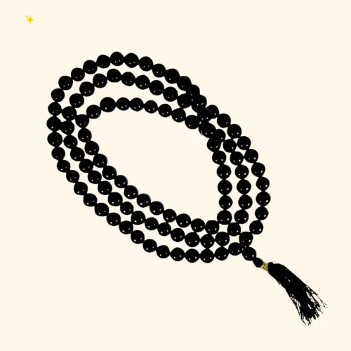 Pujahome Black Hakik Mala/Black Agate Mala (Size: 7mm, Beads: 108+1)