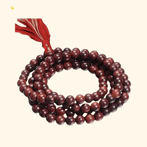 Pujahome Original Red Sandalwood Mala/Rakta Chandan Mala (Size: 7mm, Beads: 108+1)