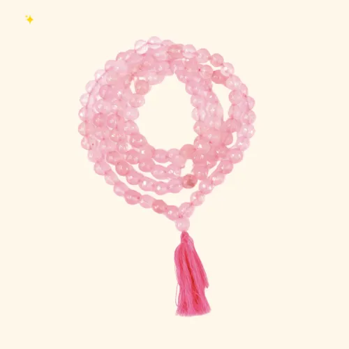Pujahome Pink Hakik Mala/Pink Agate Mala (Size: 7mm, Beads: 108+1)