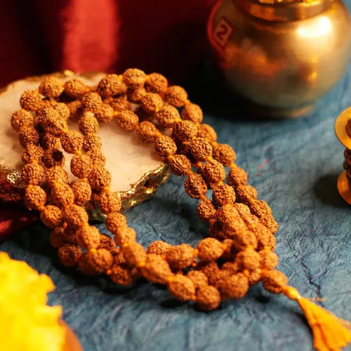 Pujahome Certified Original Rudraksha Mala (Brown,9-10mm) with Certificate for Wearing and Japa Mala