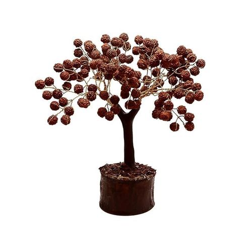 Pujahome 54/108 Beads Rudraksha Tree for Home Office Living 5 Mukhi Rudraksha Tree