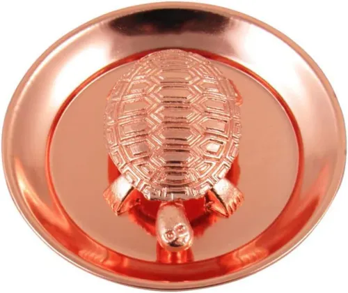 Pujahome Copper Metal Feng Shui Vastu Turtle Tortoise Plate Set/Turtle Plate Yantra Vastu Feng Shui