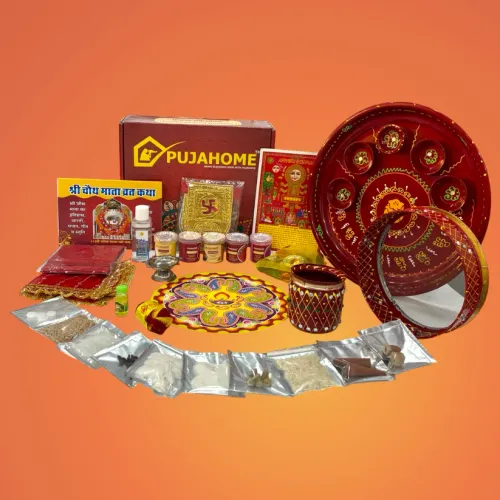 Pujahome Karwa Chauth Puja Samagri Kit (30+ Items) + Thali Set(6Pc Set - Ganesh Ji Design )