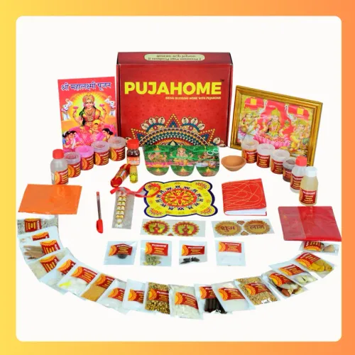 Pujahome Diwali Puja Samagri Kit for Mahalakshmi Pujan (47+ Items) with Detailed Puja Vidhi