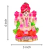 Pujahome Mitti Ganesh Idol | Eco-Friendly Mud/Clay 4 Bhuja Painted Colorful Ganesh Murti(4x3 Inches) thumbnail 2