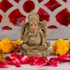 Pujahome Mitti Ganesh Idol | Eco-Friendly Mud/Clay 4 Bhuja Mukut Ganesh Murti | (4x3 Inches) thumbnail 1