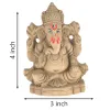 Pujahome Mitti Ganesh Idol | Eco-Friendly Mud/Clay 4 Bhuja Mukut Ganesh Murti | (4x3 Inches) thumbnail 2