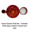 Pujahome Handmade Karwa Chauth Pooja Thali Set | Stainless Steel Thali | Kalash, Diya, and Bowls thumbnail 5
