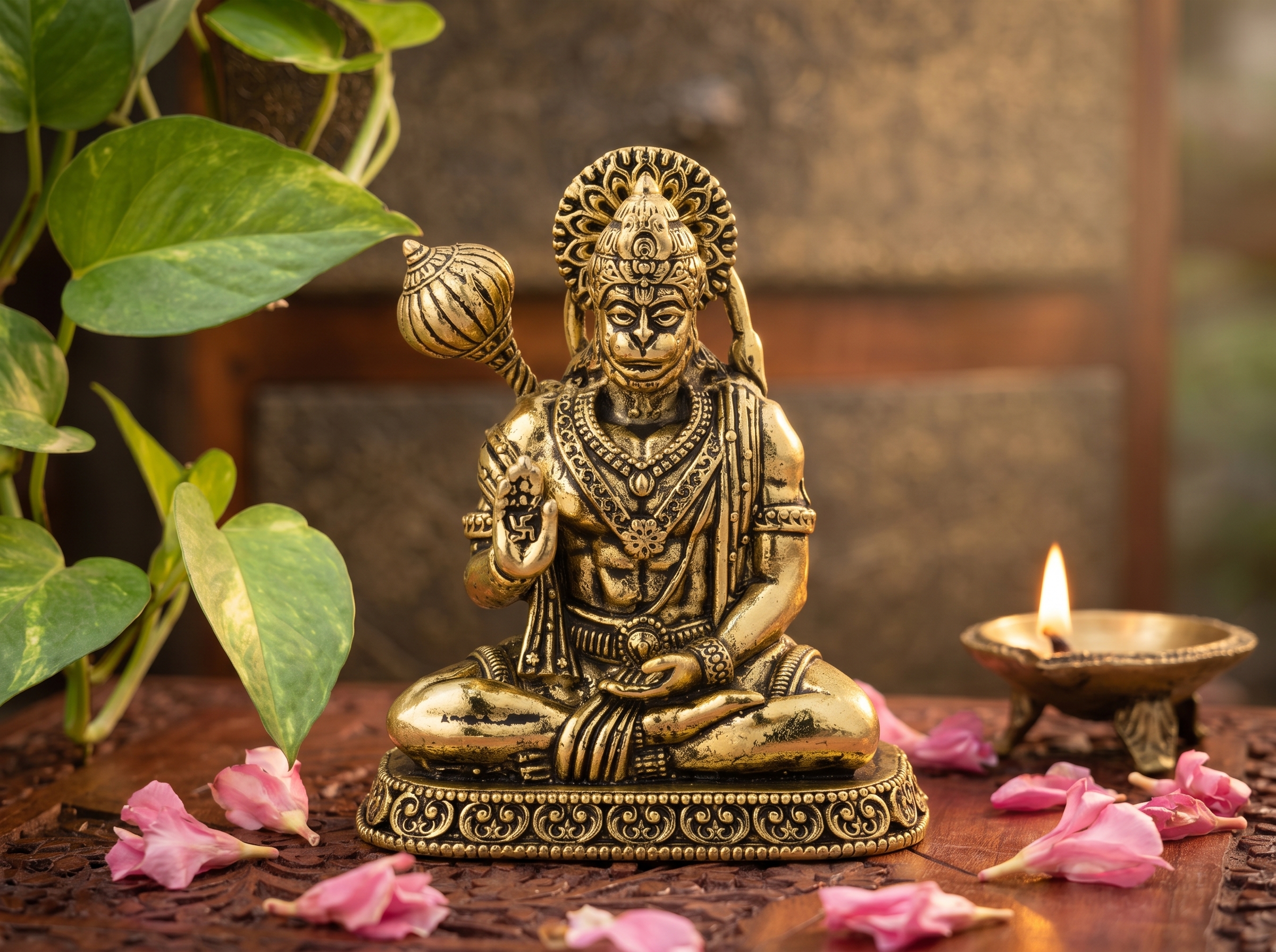 Ashirvad Hanuman Brass Idol