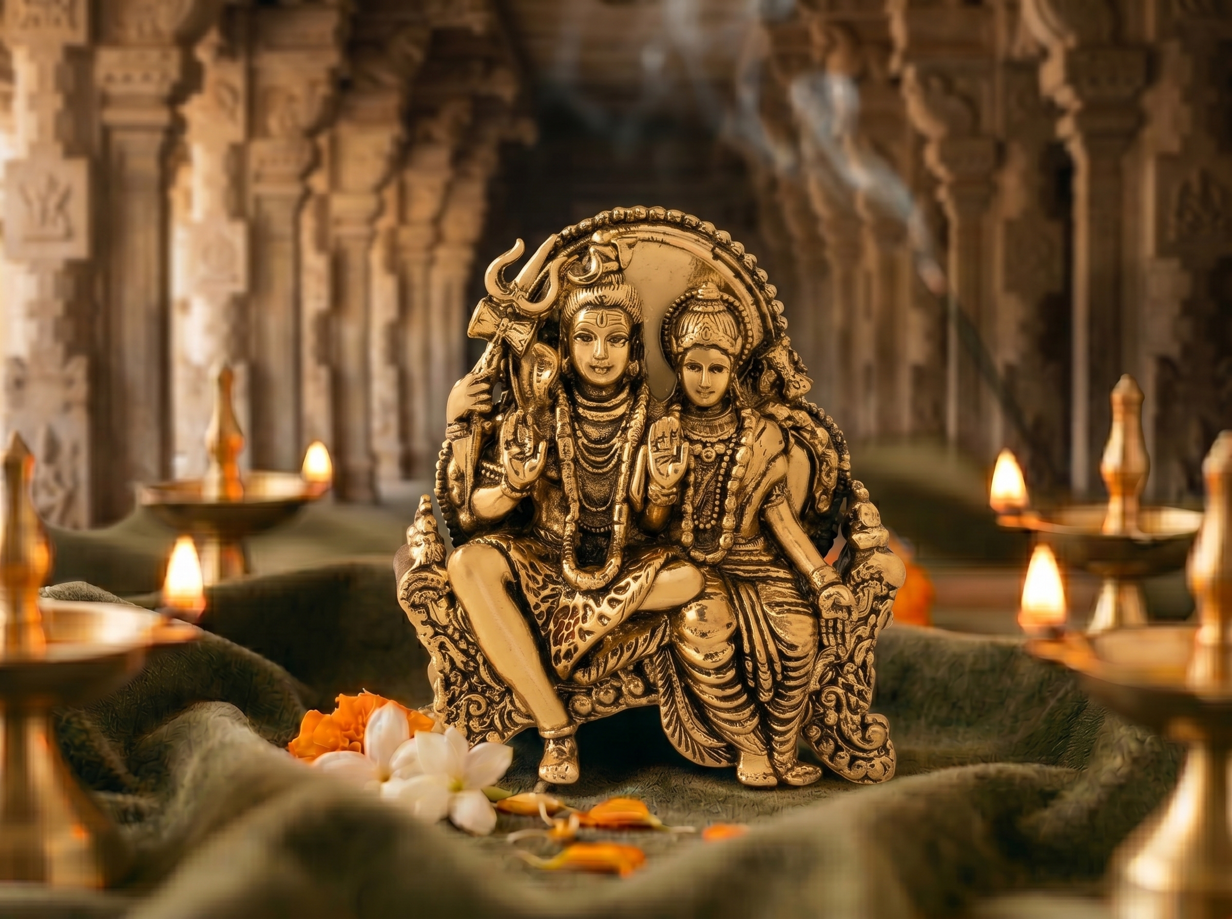 Shiv Parvati Brass Idol ( 1.5 inch )