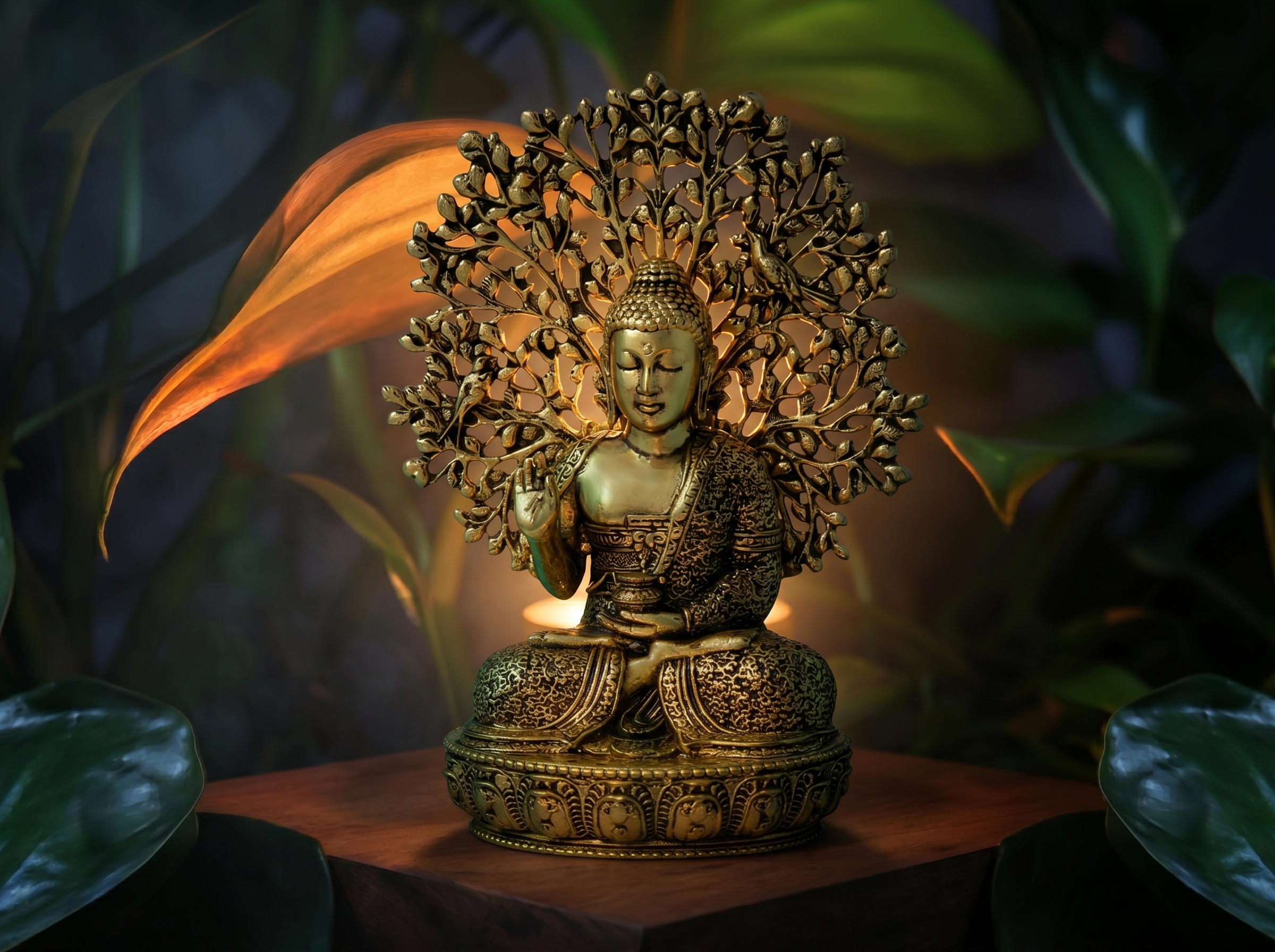 Tree Buddha Brass Idol ( 1.5 inch )