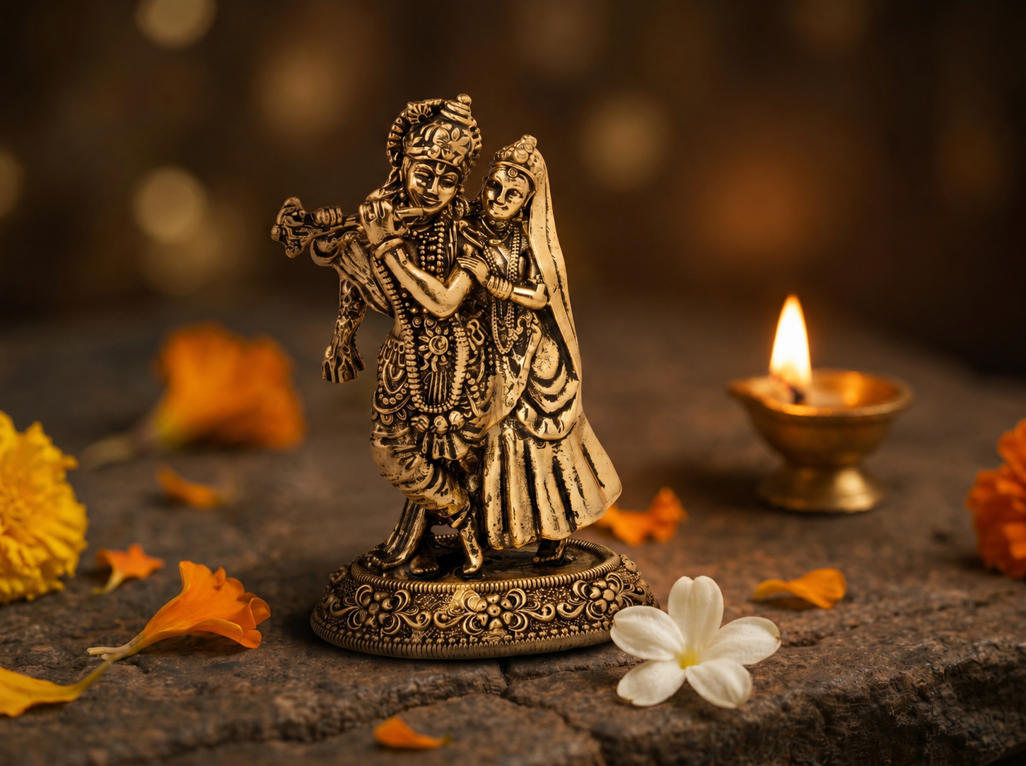 RadhaKrishna Brass Idol