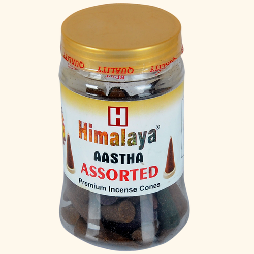Himalaya Aastha Assorted Premium Incense Cones Jar, 125 g (Pack of 3)