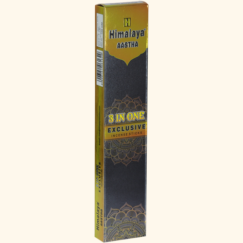 Himalaya Aastha 3-in-1 Natural Fragrance Incense Sticks, 100 g (Pack of 4)
