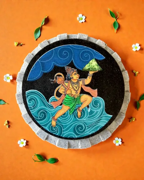 Aastha Magnet - Hanumanji with Dronagiri Mountain (Circle)