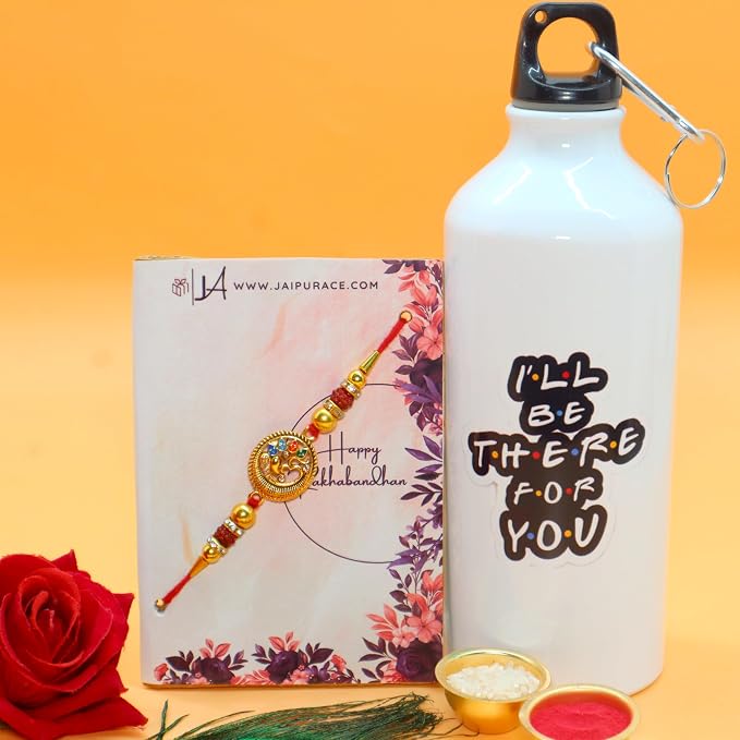 JAIPUR ACE Bhaiya Bhabhi Rakhi Gift Combo with Designer Rakhi, 700 ml Printed Water Bottle product image