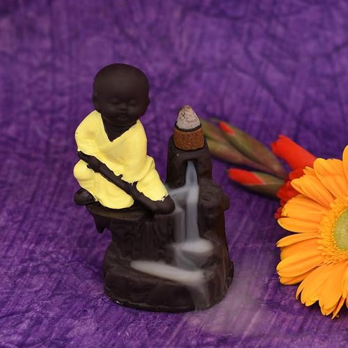 Jaipur Ace Karate Monk Smoke Fountain with Incense Cone Holder Decorative Showpiece Home Decor