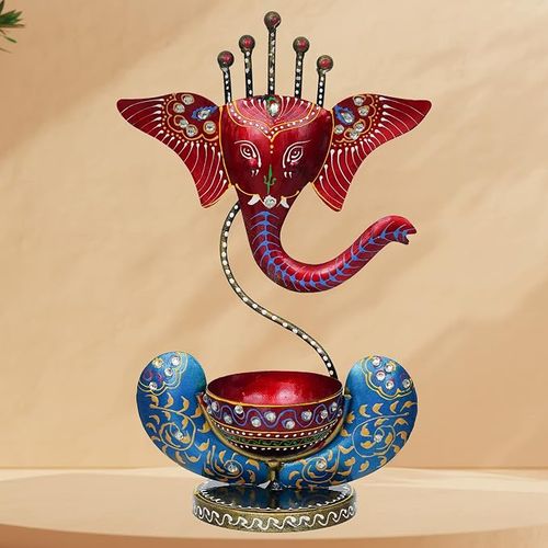 Jaipur ACE Iron Metal Ganesha Tealight Candle Holder | Decorative Lord Ganesh Idol Showpiece.