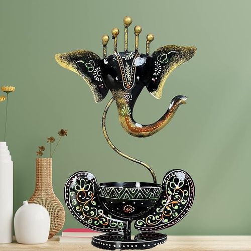 JAIPUR ACE Iron Metal Lord Ganesha Tealight or Candle Holder Stand Idol Showpiece- Perfect for Pooja