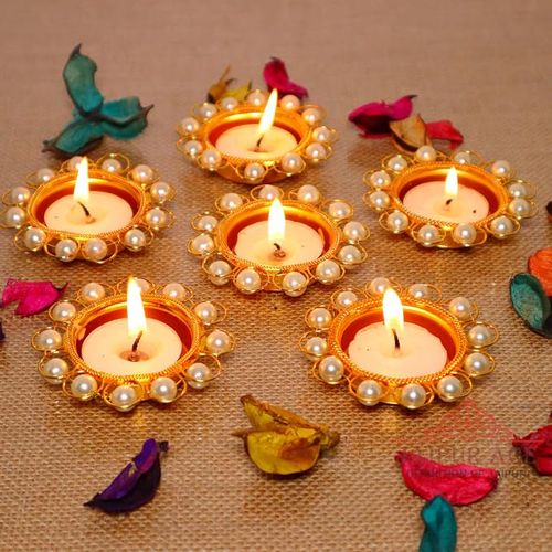 Jaipur Ace Diwali Decorative Tealight | Handmade Shell Conch Tealight Set | Diwali Decoration Set 