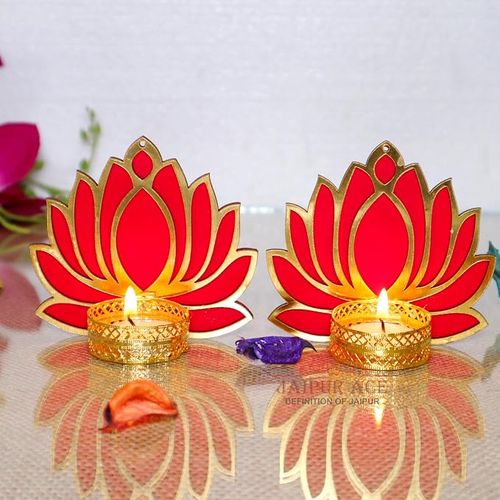 Jaipur Ace Decorative Diwali Tealight Diya | Traditional Handmade Lotus Tealight/Diya/Candles Set 