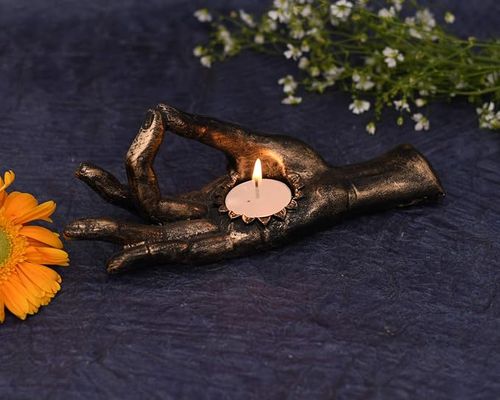 JAIPUR ACE Hand Shaped & Hand-Painted Diya in Terracotta Decor - Candle Holder for Home Decor.