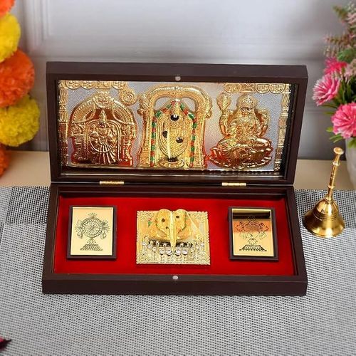 JAIPUR ACE Gold Plated Shree Venkatshwer Charan Paduka Yantra | Devotional Prayer Box| Momento 