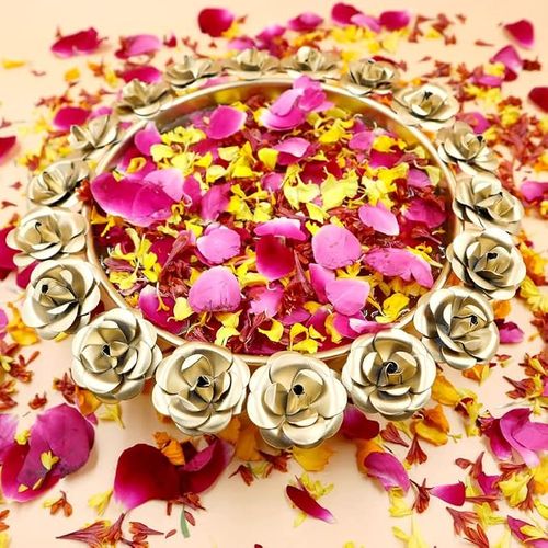 Jaipur ace Floral Decorative Metal Urli/Tea Light Holder - Diwali Specail Golden Urli Diyas.