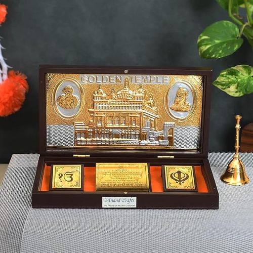 JAIPUR ACE Satnam Shri Waheguru Ji Gold Plated Charan Paduka Yantra for Health, Wealth, Prosperity 