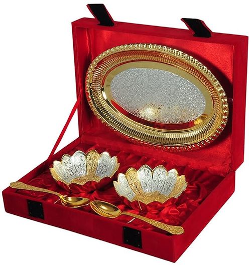JAIPUR ACE Silver and Gold Plated Brass Bowl (Absg00011)