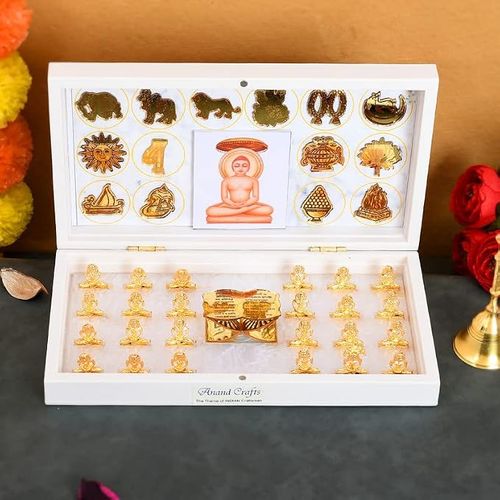 JAIPUR ACE Bhagwan Mahaveer Swami Ji Jain Gold Plated Charan Paduka Yantra for Health, Wealth.