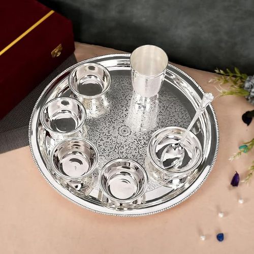 Jaipur Ace 8 Pieces Silver Plated Dinner Set | Stainless Steel Dining Set.
